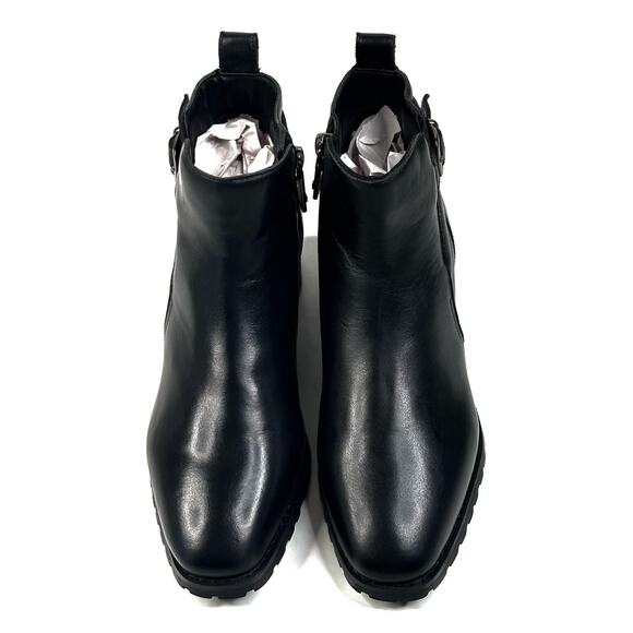 Blondo Sullivan Waterproof Black Leather Booties Womens 7.5M Buckle New $150 - Picture 2 of 11